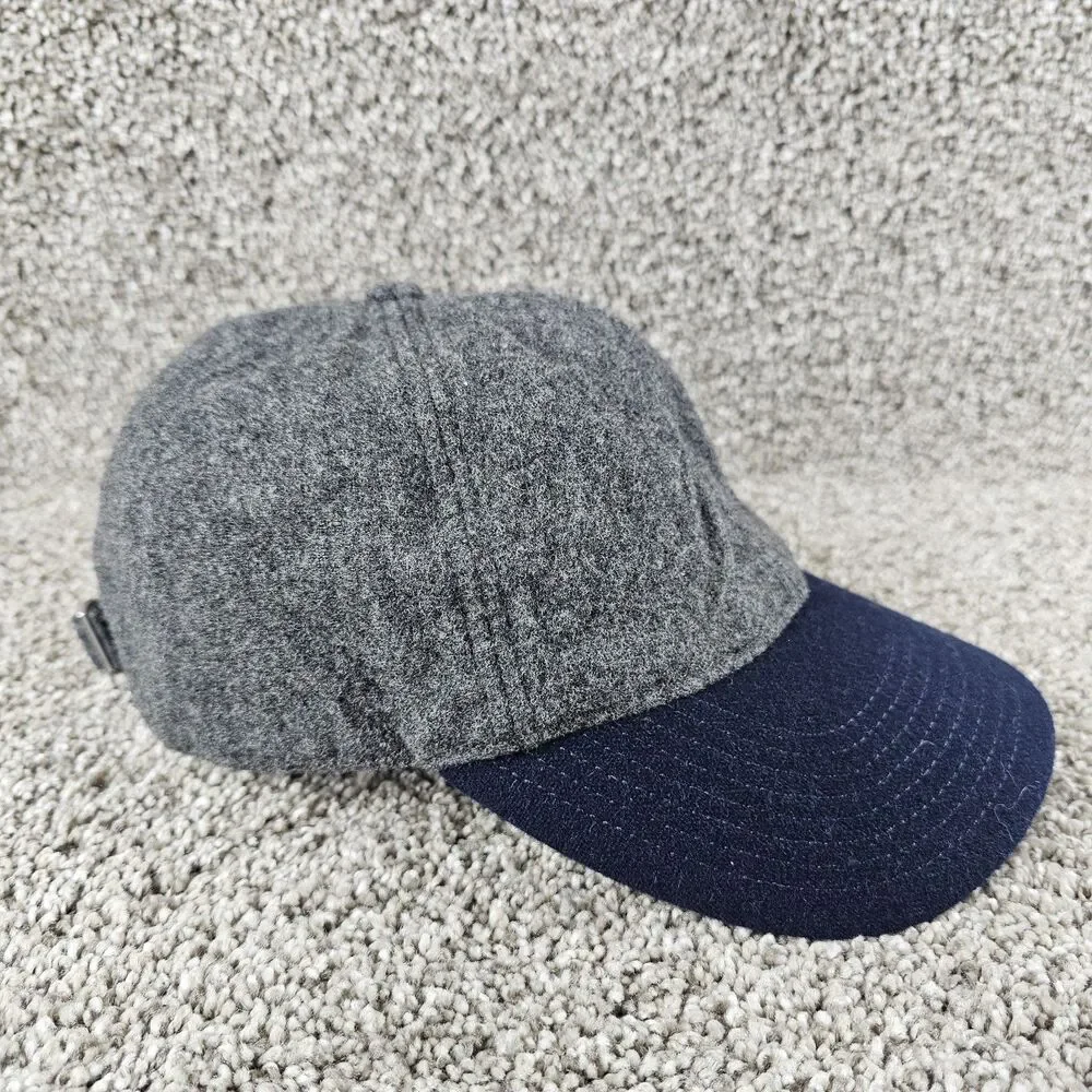 J Crew Hat Baseball Cap Gray Blue Wool Blend Strap Back Two Tone Adjustable OSFM